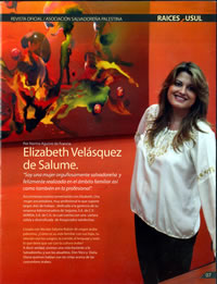 Elizabeth Velasquez de Salume, Revista Raices, Julio 2012, página 1